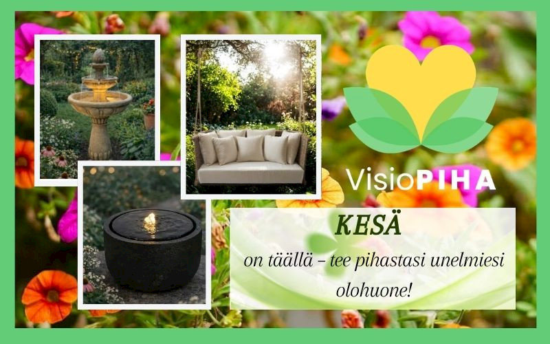 Ogashi-suihkulähteet ja Riviera Maisonin rottinkikeinu kesäpihalle ja terasille – VisioPiha"